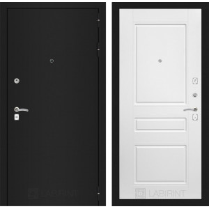 Входная дверь CLASSIC шагрень черная 03 - Белый софт