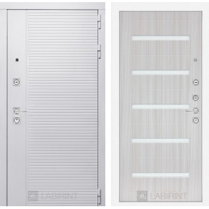 Входная дверь PIANO WHITE 01 - Сандал белый, стекло белое 880х2050 правая/левая