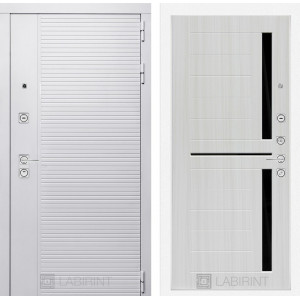 Входная дверь PIANO WHITE 02 - Сандал белый, стекло черное 880х2050 правая/левая