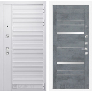 Входная дверь PIANO WHITE 20 - Бетон темный, зеркальные вставки 880х2050 правая/левая