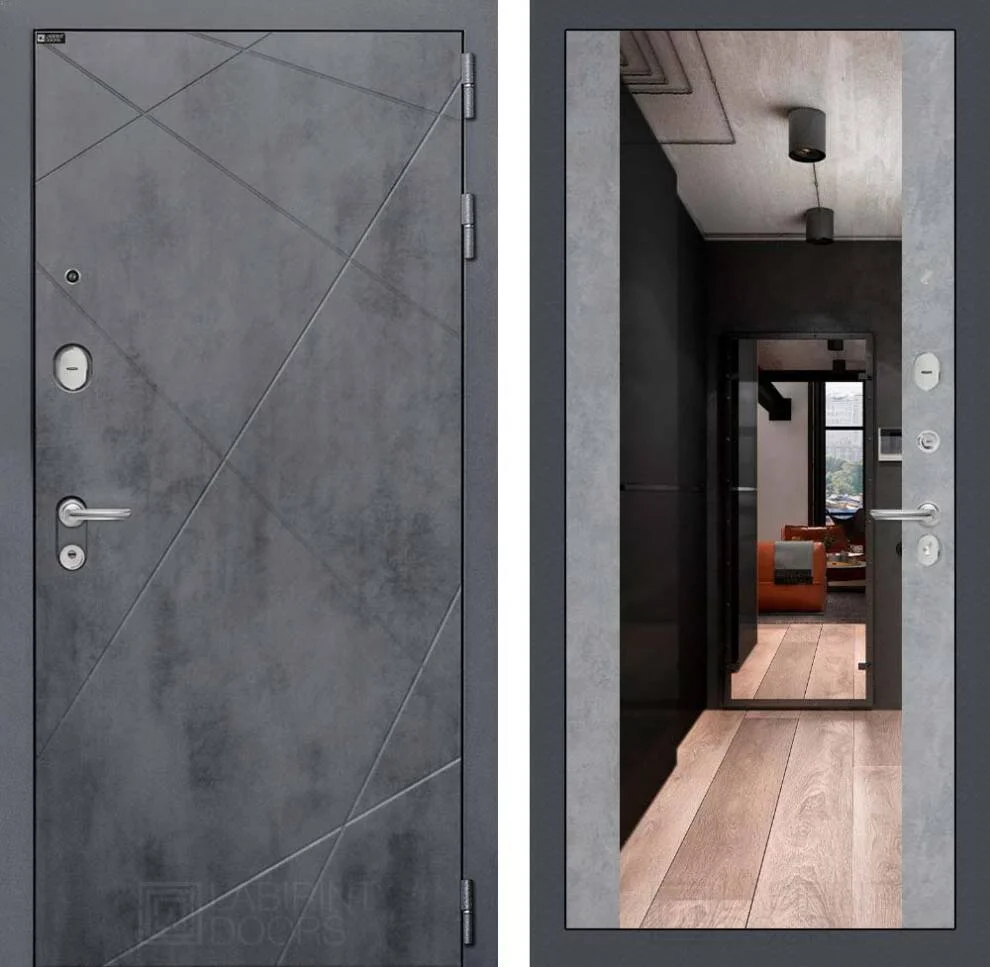 Входная дверь Лофт с Зеркалом Максимум - Бетон светлый