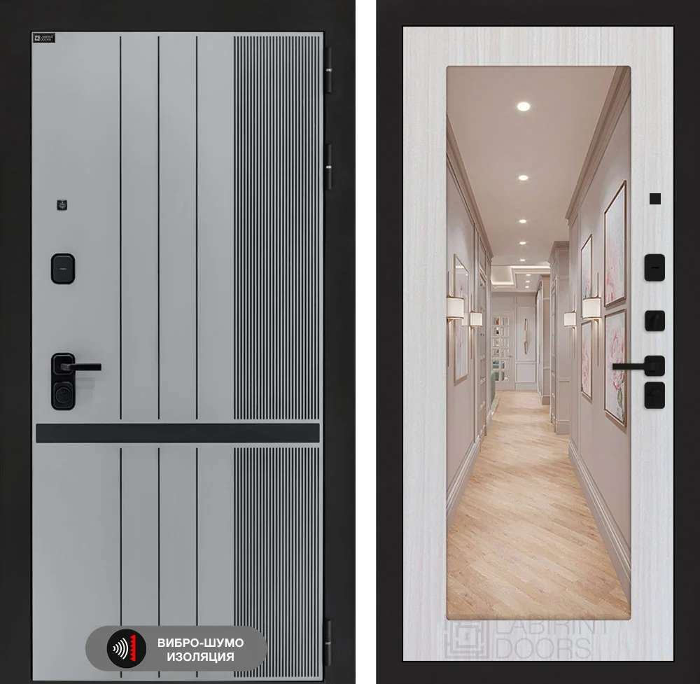 Входная дверь Скайлаб с Зеркалом 18 - Сандал белый
