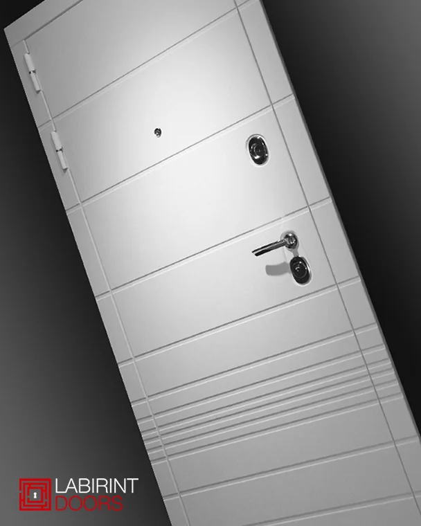 Входная дверь Трендо с Зеркалом 32 тонированным - Белый рельеф софт