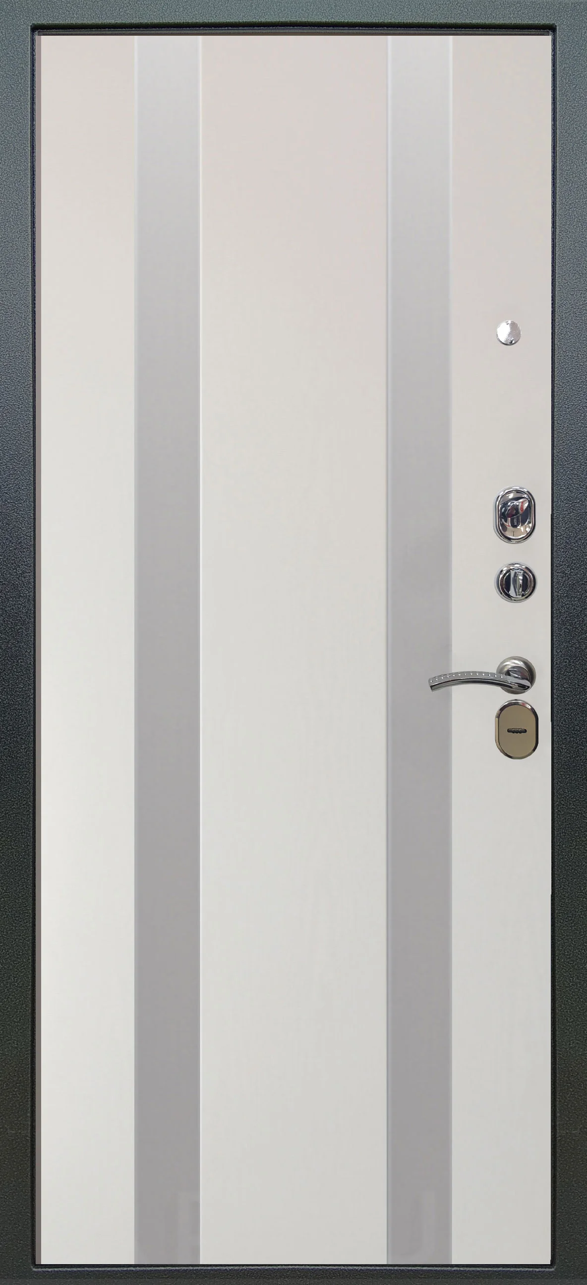 Входная дверь Аlex Doors Агат дуо темный бетон \ Дуэт вставки Изабель