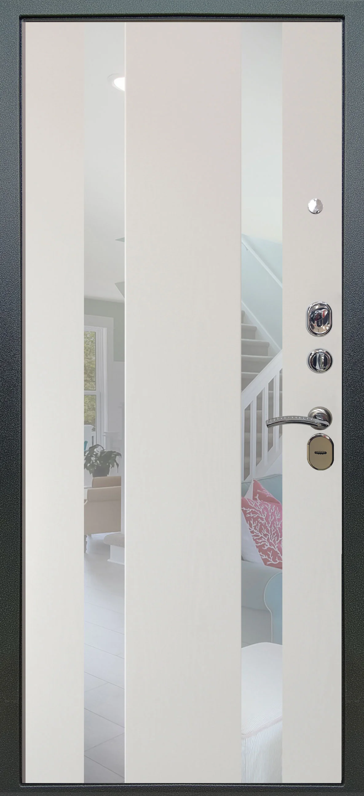 Входная дверь Аlex Doors Агат дуо темный бетон \ Дуэт вставки Николь