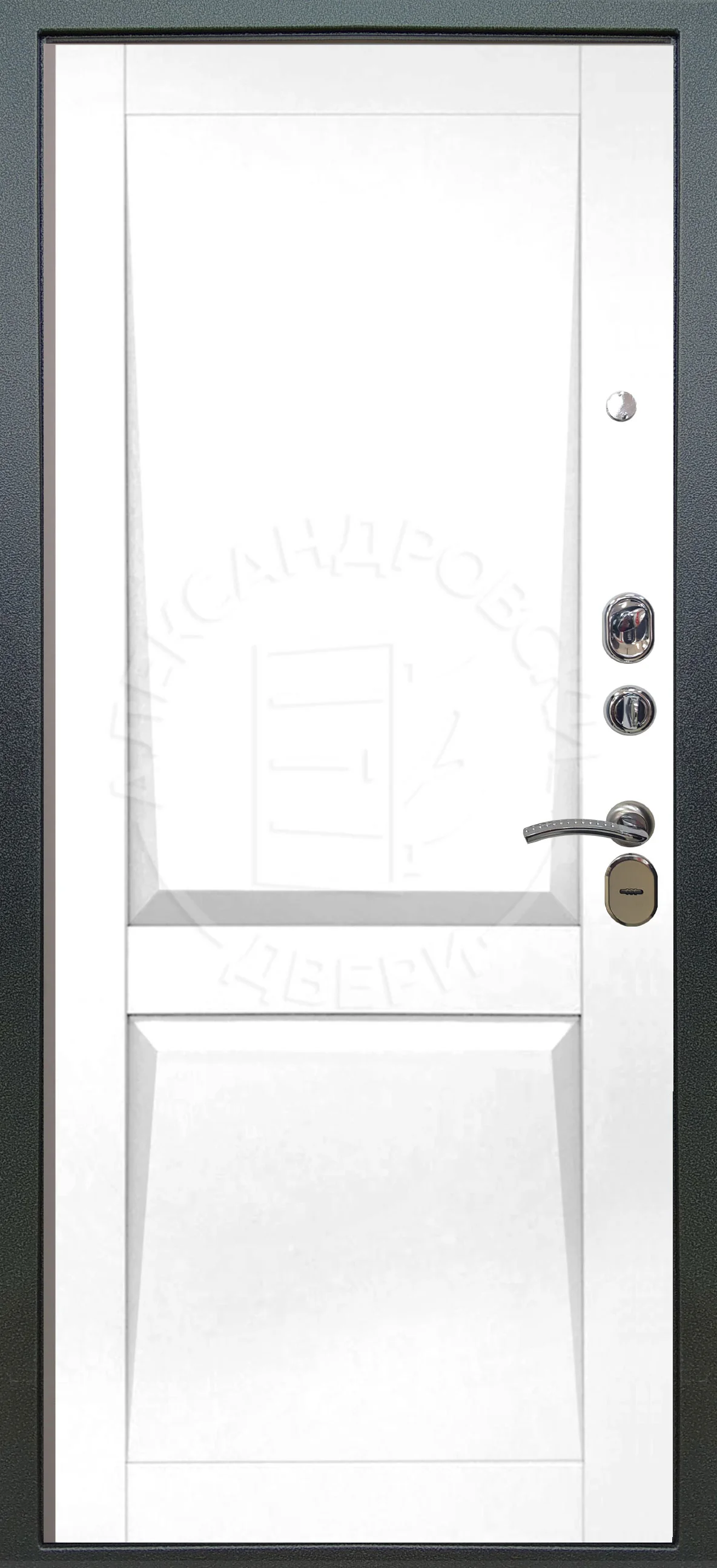 Входная дверь Аlex Doors Лофт Темный бетон \ Пифагор Белый бархат