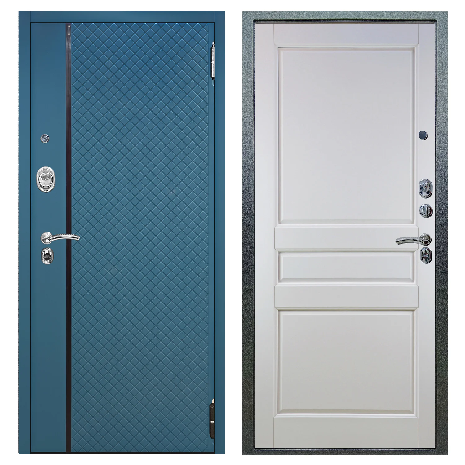 Входная дверь Аlex Doors Рина бирюза софт\ Каролина белая эмаль