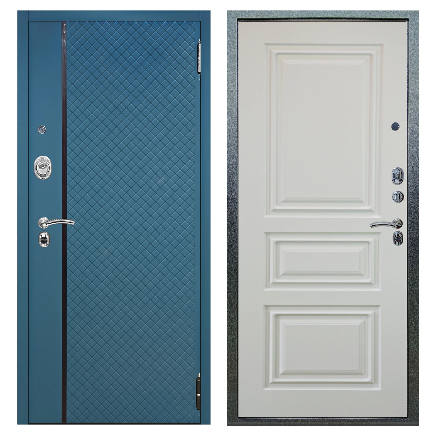 Входная дверь Аlex Doors Рина бирюза софт\ Скиф белый софт